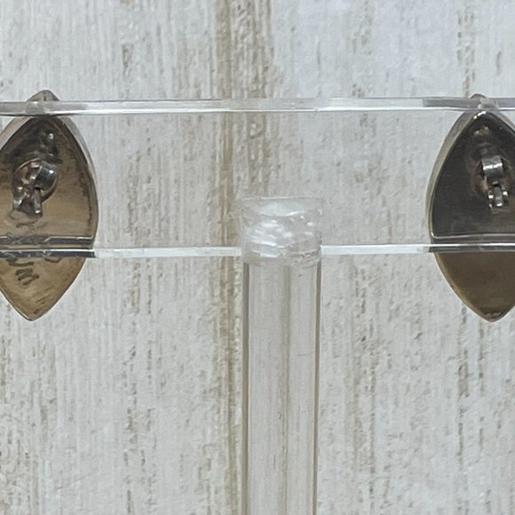 ZUNI NATIVE AMERICAN Handmade Beautiful Gemstone Inlay Elliptical Shape Earrings - Picture 6 of 7